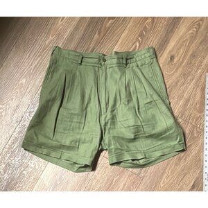 Bert Pulitzer Shorts Men's Green Linen Blend Knit Chino Cuffed‎ Golf 36x6 tag 36
